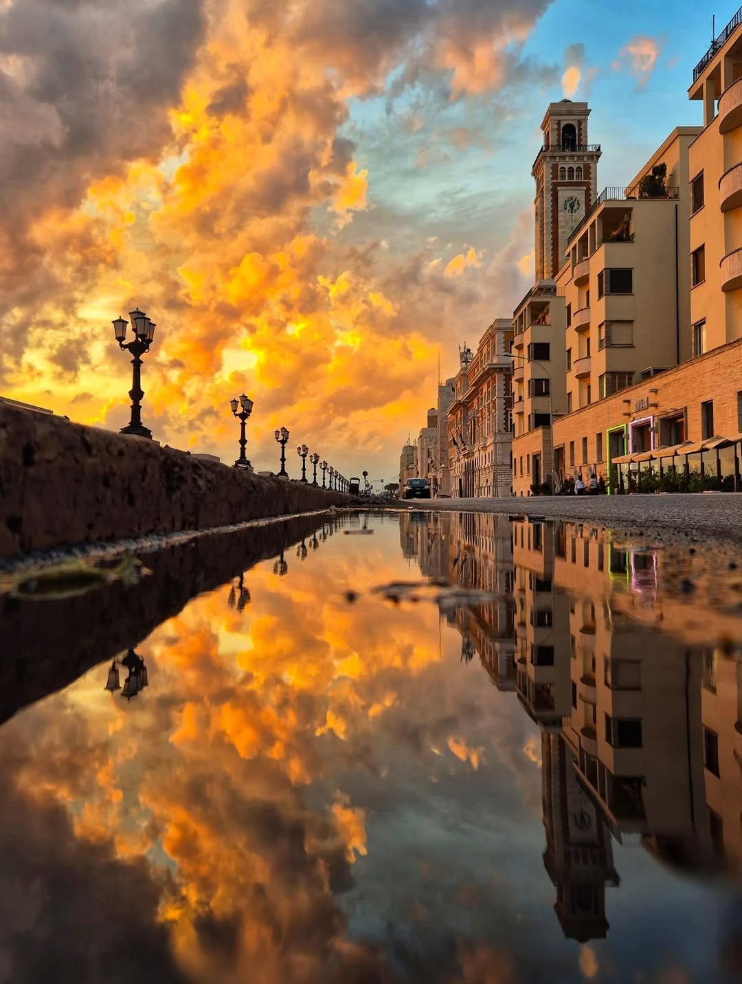 lungomare bari dopo la pioggia